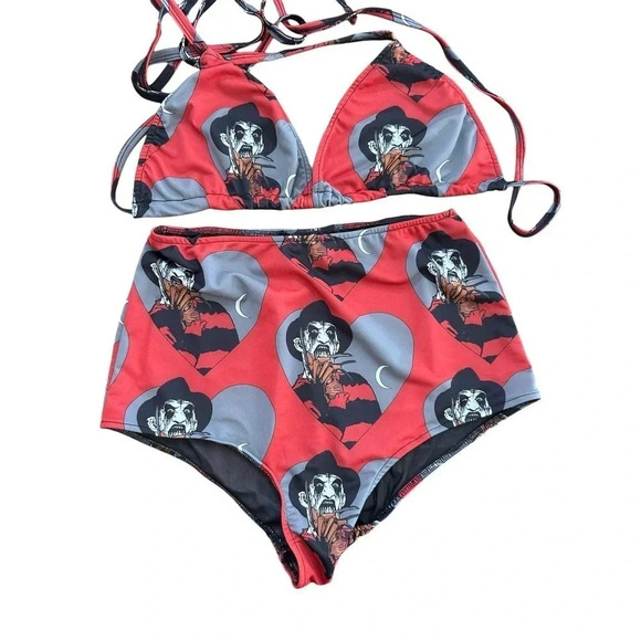 Eye Candy Freddy Krueger Triangle Bikini Top & Bottoms Set - Picture 1 of 6